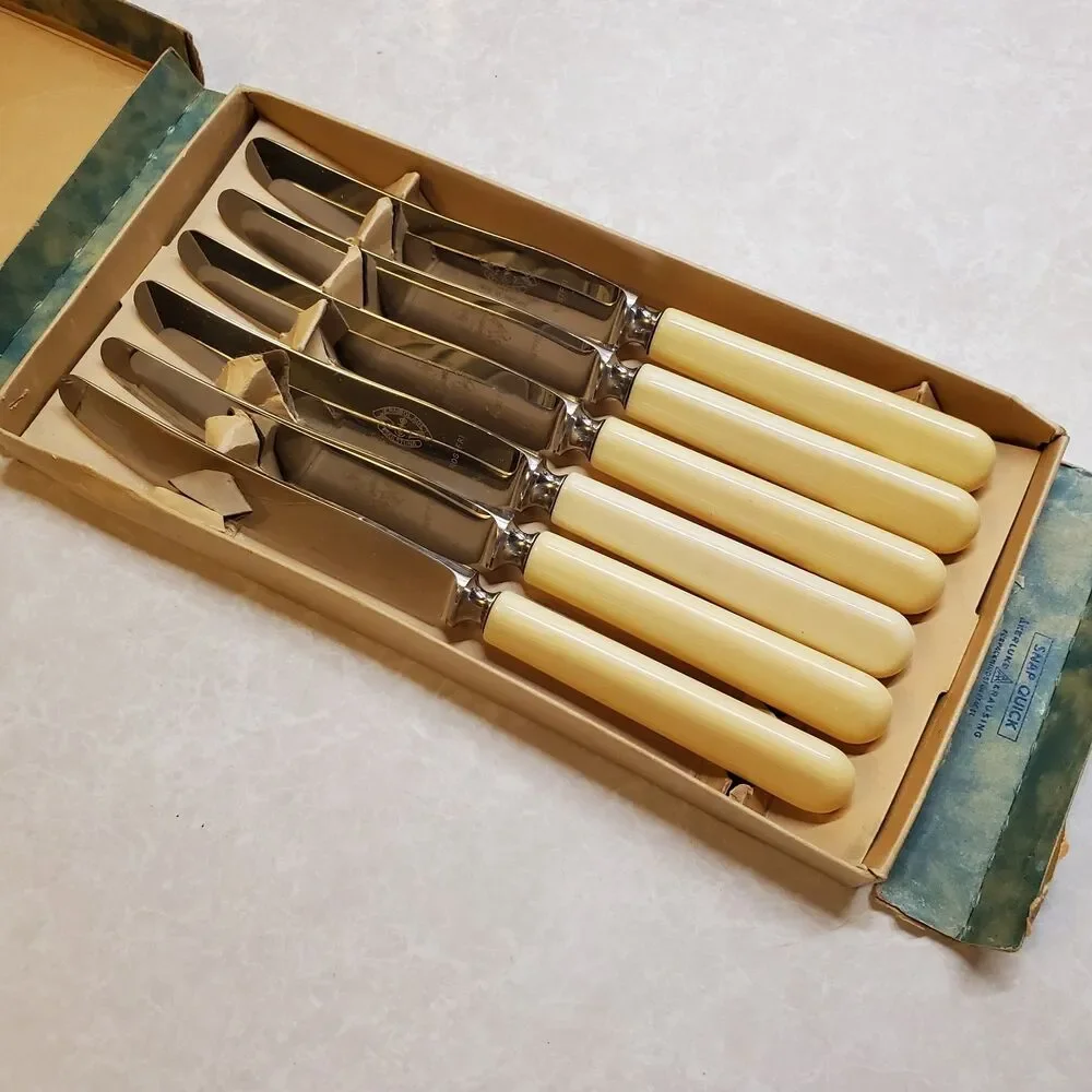 Jernbolaget Eskilstuna Beige Handle Rostfri Dessert Knives Set Of Six (6)